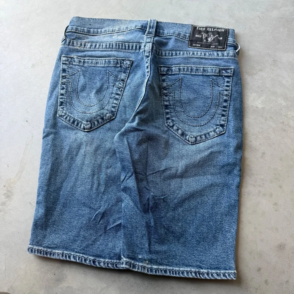 True Religion Ricky Relaxed Straight Denim Shorts Blue Mens 32